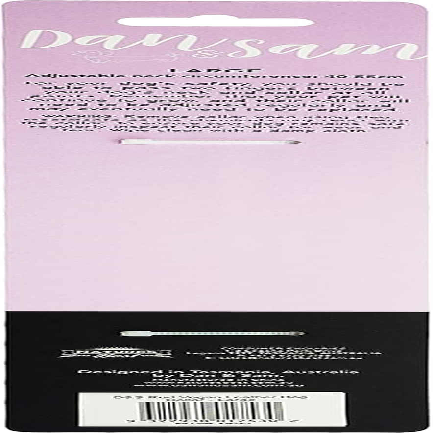 Dan & Sam Vegan Leather Dog Collar, Large, Red