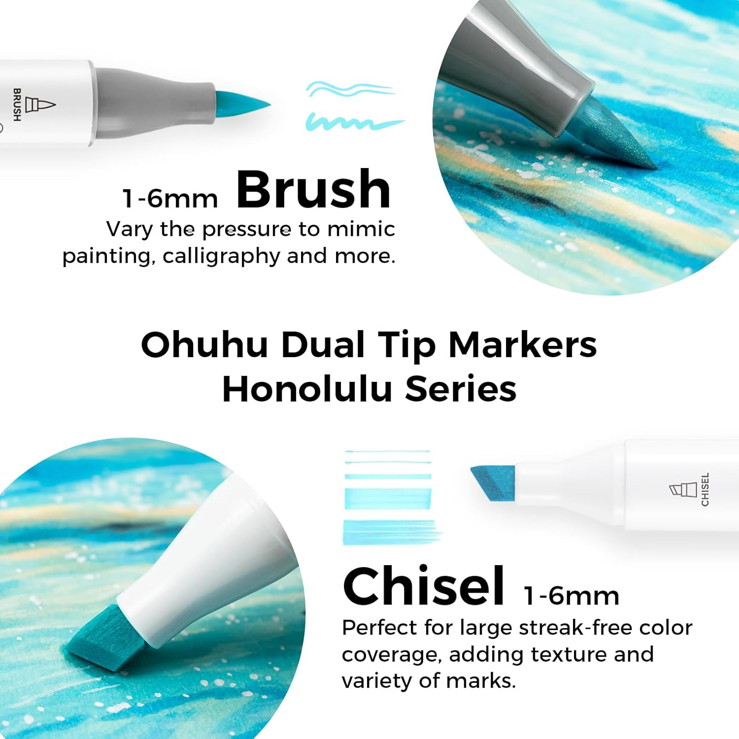 Ohuhu Pastel Markers Alcohol Based -96 Pastel Colors of Honolulu Sweetness + Blossoming - Double Tipped Art Alcohol Markers for Artist Adults' Coloring Illustration - Brush & Chisel - Refillable Ink image number 4