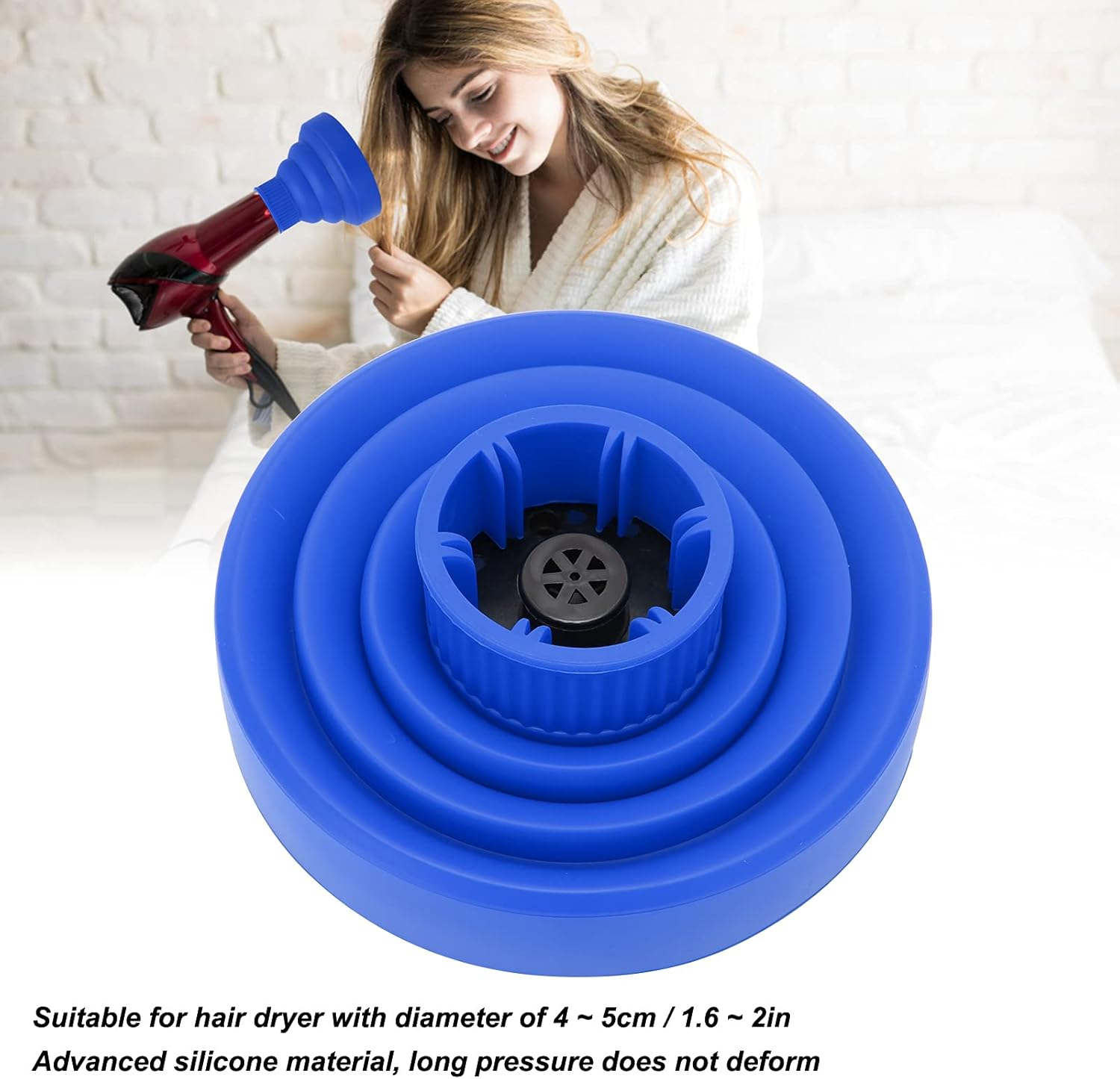 Diffuser Hair Dryer, Universal Diffuser Hair Dryer Attachment, Folding Universal Hair Dryer Diffuser, Portable Travel Folding Hair Dryer Diffuser (Blue) - Blue image number 2