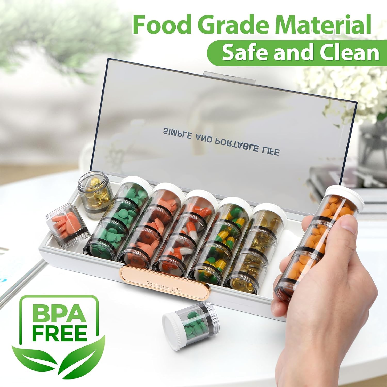 Toplive Weekly Pill Organizer,Monthly Pill Organizer Large 21 Day Pill Box Organizerd by Day,Portable Pill Case for Women Men,Large Compartments Medicine Organizer for Vitamins,Fish Oils,Supplements image number 6