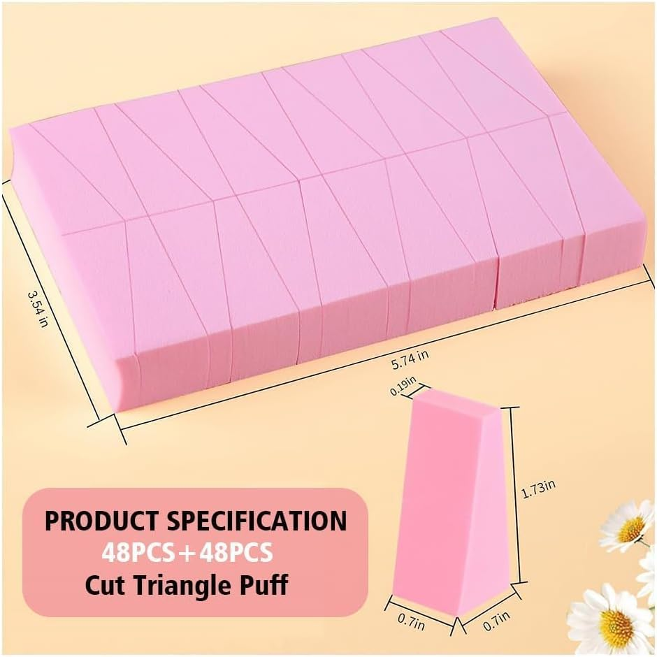 96 Pcs Mini Makeup Sponges Wedge Cosmetic Sponges for Face Curve Blending Foundation, Liquid & Powder,Soft Blending Spong for Makeup,Pink and Complexion image number 1