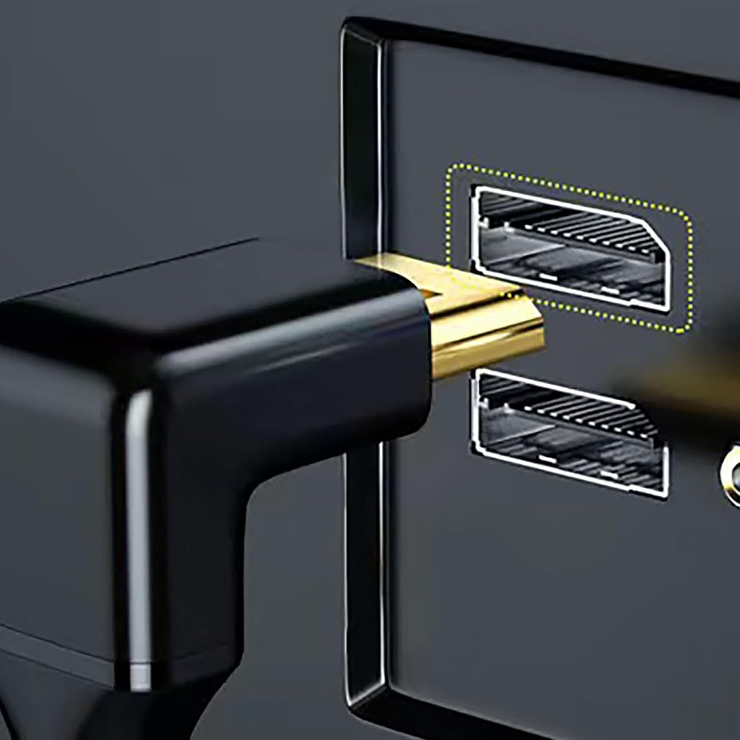 Tunghey Right Angle Displayport Extension Cable 0.3M, 4K DP Extender Cable(4K@60Hz,2K@144Hz, 2K@165Hz), DP Male to DP Female 1.2 Cable,Compatible with Computer Desktop Laptop (Down Angle) - Left Angle image number 3