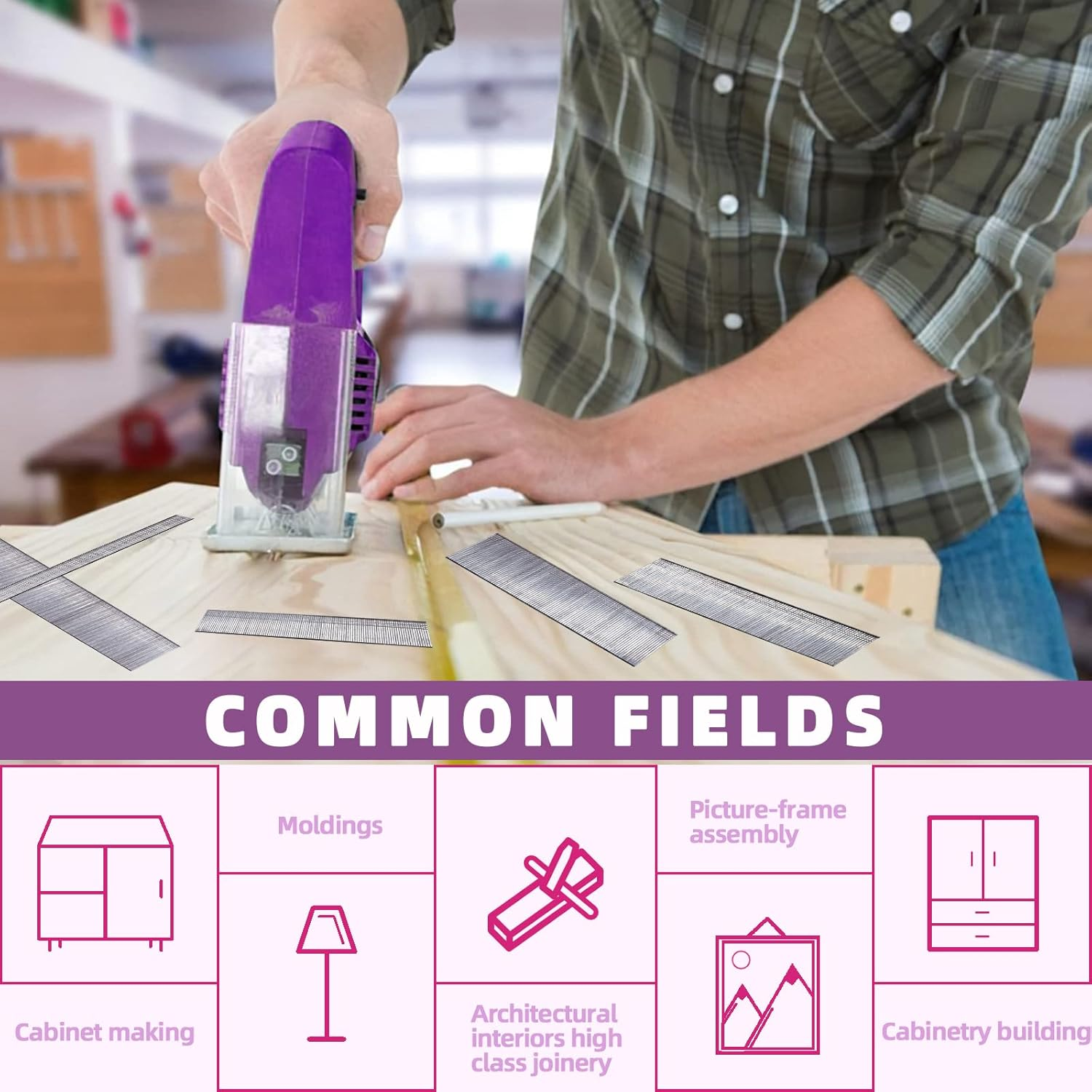 Swpeet Brad Nails Multi-Length Galvanized Straight Finishing Nail Assortment Kit (F25 (1 Inch）) image number 1