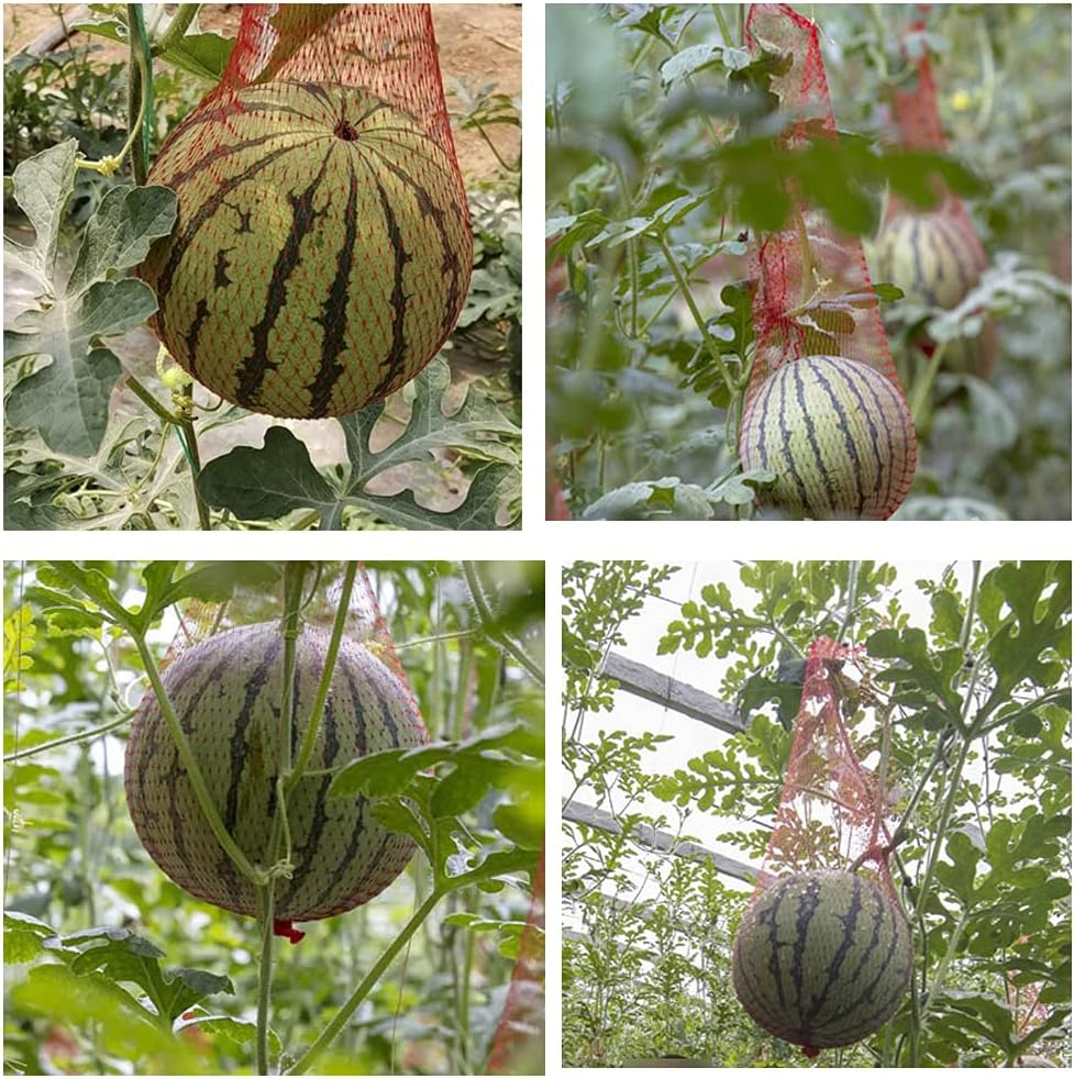 100 Pieces Melon Hammocks Melon Nets Bags, Reusable Cantaloupes Mesh Net Watermelon Nets with Drawstring for Growing Cantaloupe, Watermelon, Vegetables, Honeydew in Vertical Garden