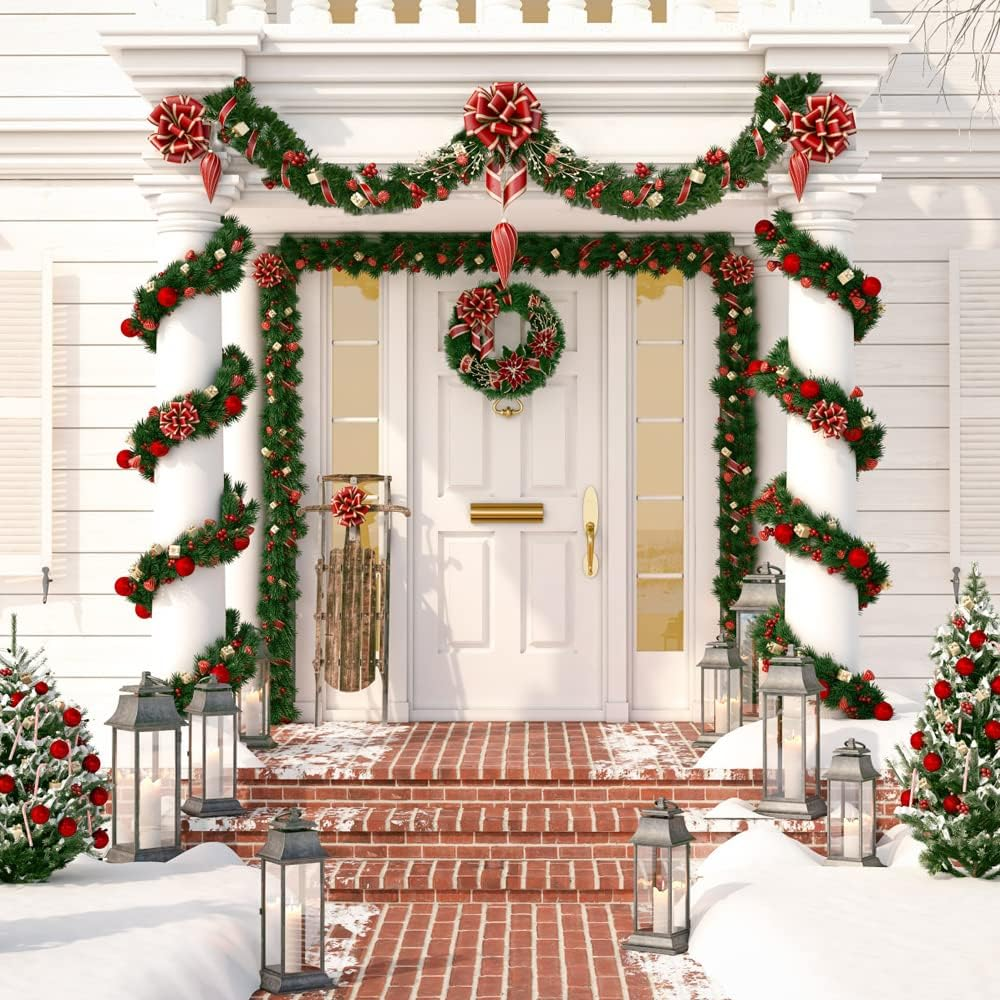 XIMISHOP 50Feet Christmas Garland for Decorations,Christmas Artificial Wine Soft Greenery Pine Garlands Decoration for Home Garden Indoor Outdoor Decorations1 image number 6