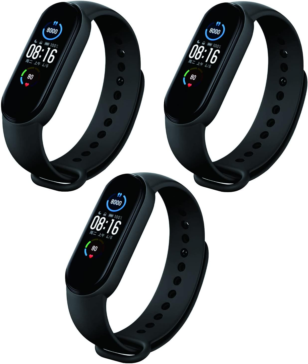 USTIYA 3X Strap for Xiaomi Mi Smart Band 7/6/5 Straps (Black) image number 4