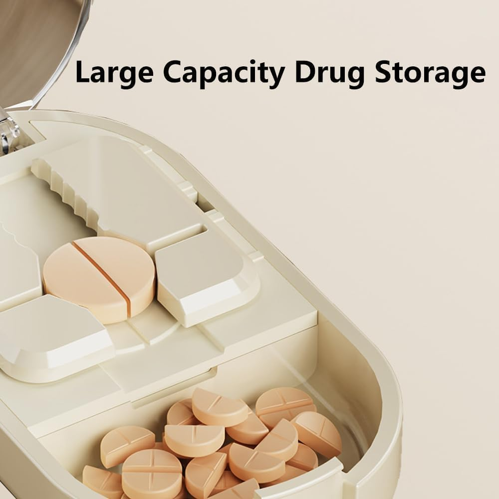 Emesak Portable Pill Cutter, Professional Pill Cutter for Small or Large Pills, Adjustable Pills Cutters Splitter Halves/Third/Quarters, with Stainless Steel Blades and Centering Guide Tablet (Pink) image number 2