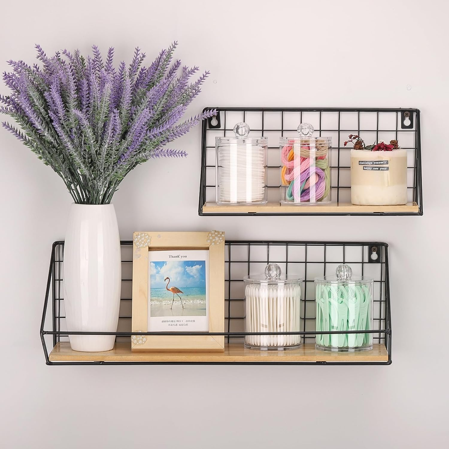 Tbestmax 4 Pack Qtip Holder - Restroom Bathroom Organizers with Clear Plastic Apothecary Jars for Cotton Swab, round Pads, Floss image number 5