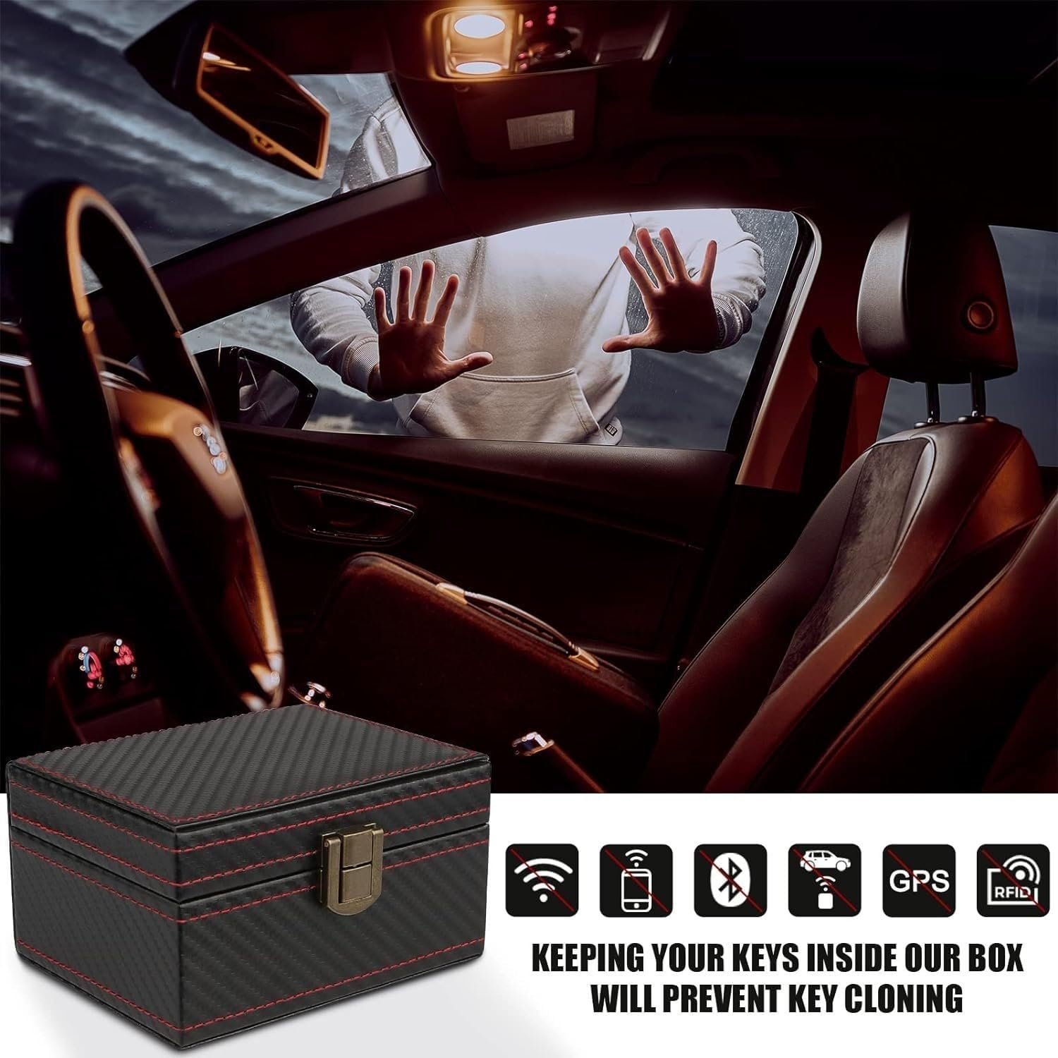 Car Keys Faraday Box Car Key Signal Blocker Box with 2 Pack Keyless Entry Faraday Pouch Anti-Theft RFID Protector, Keyless Cars Security anti Theft Bags image number 5