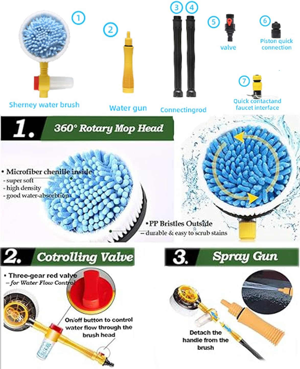 Effortless Car Cleaning with 360&deg; Spin Mop & Microfiber Brush - Detachable & Extendable Scrub for Car, Home, and Garden Use image number 2