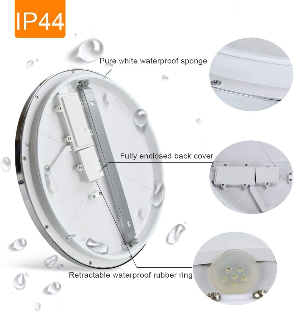 PADMA LED Ceiling Light, Chrome, Modern, 18W, 1440LM, IP44 Waterproof, Suitable for Bedroom, Hallway, Kitchen, Living Room image number 3
