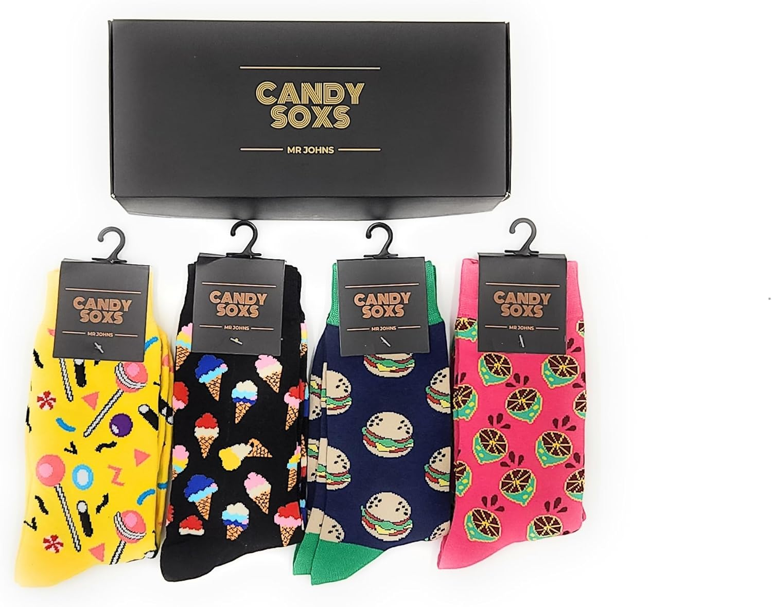 CANDY SOXS Gift Box Sets - 4 Pairs Universal Size Meduuim to Large Socks for Men Women Teenagers image number 3