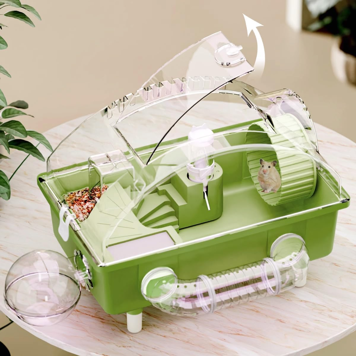 AIMALL Acrylic Hamster Cage, Luxury Oversized Villa for Small Pets, Full Set with Accessories, 17.72X11.81X9.44 Inches image number 2