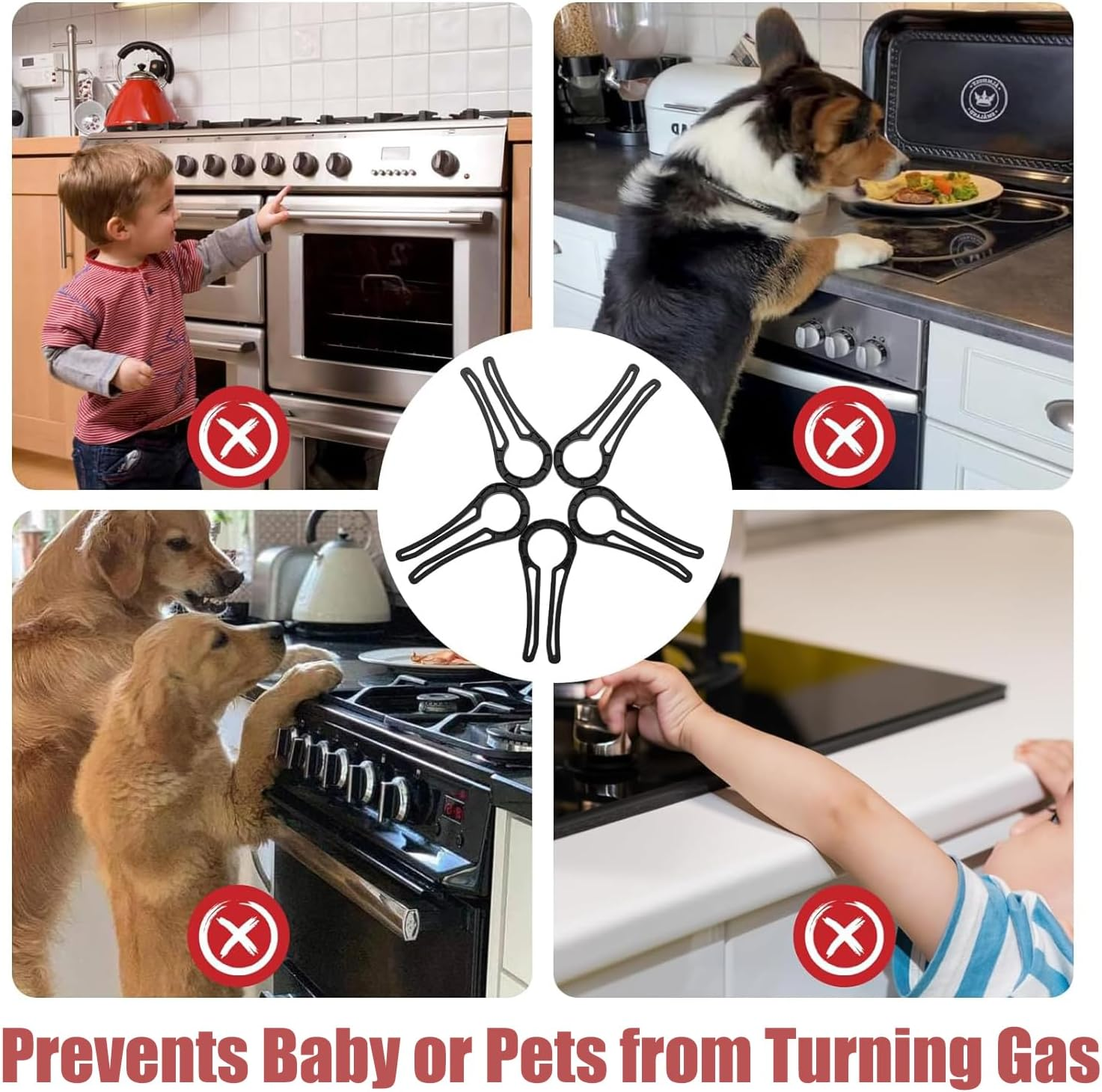 5 PCS of Lexizuo Gas Stove Knob Locks - Oven Knob Child Safety Cover, Baby-Proof Plastic Lock, Easy-To-Use Kitchen Safety Guards image number 4