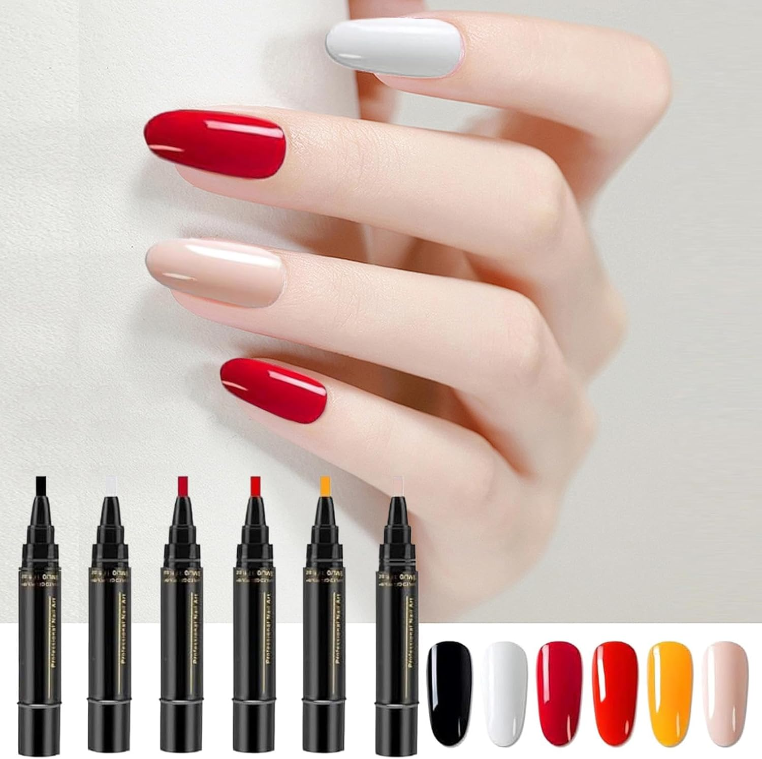 6 Colours Polishey Nail Polish Pens, Quick-Drying Uv-Free Gel Polish Set, Polish Crafts Pens for Manicure at Home and for 8 Ml - 01 image number 6