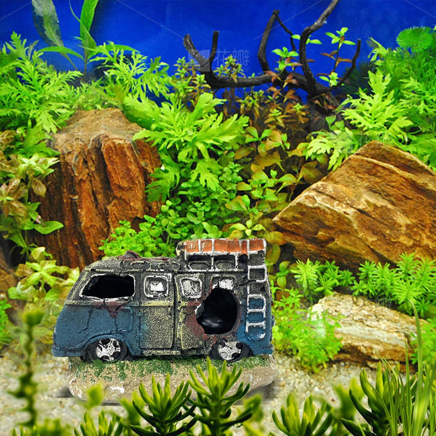 Aquarium Decoration, Fish Tank Ornament Ornaments, Landscape Pineapple House Cave for Underwater Decoration Plastic Decor - D image number 2