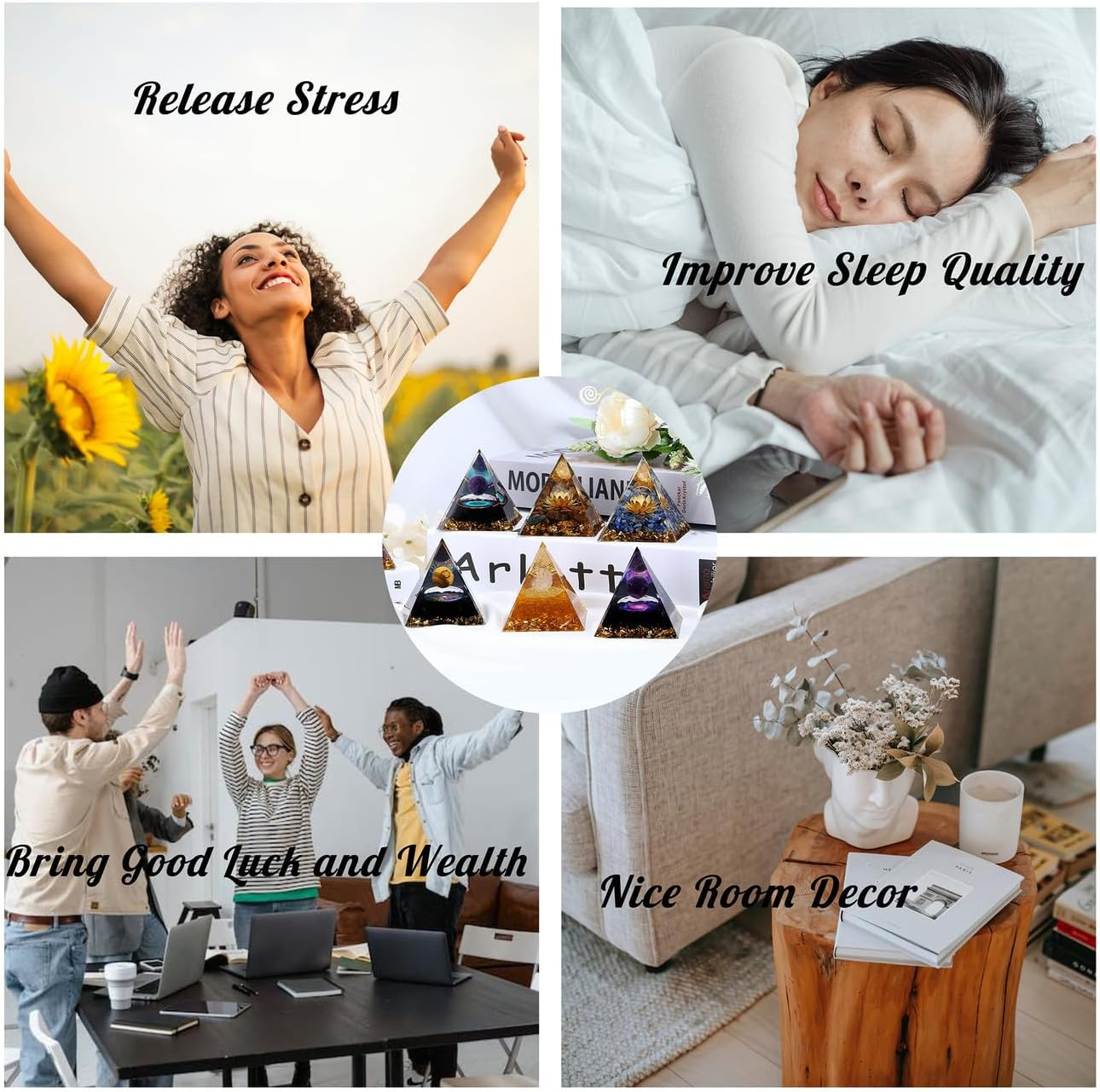 ZHIYUXI 2.4" Citrine Crystals and Healing Stones Yellow Healing Crystals Orgone Pyramid for Attracts Lucky Gifts for Women Men Home Decor Gemstones Energy Balance Reiki image number 1