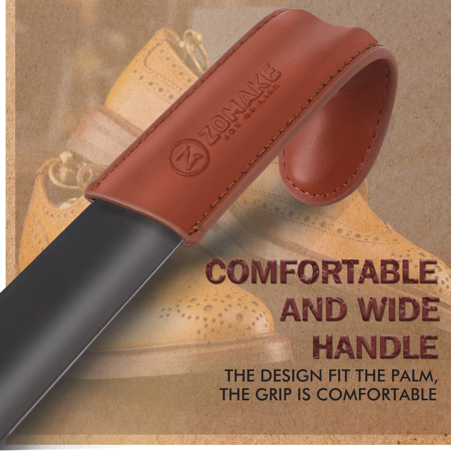 ZOMAKE Metal Shoe Horn - 42/19CM Stainless Steel Shoehorn Long Handle Lazy Shoe Helper - 19CM Travel Short Shoe Horns for Household and Travel 2Pcs image number 1