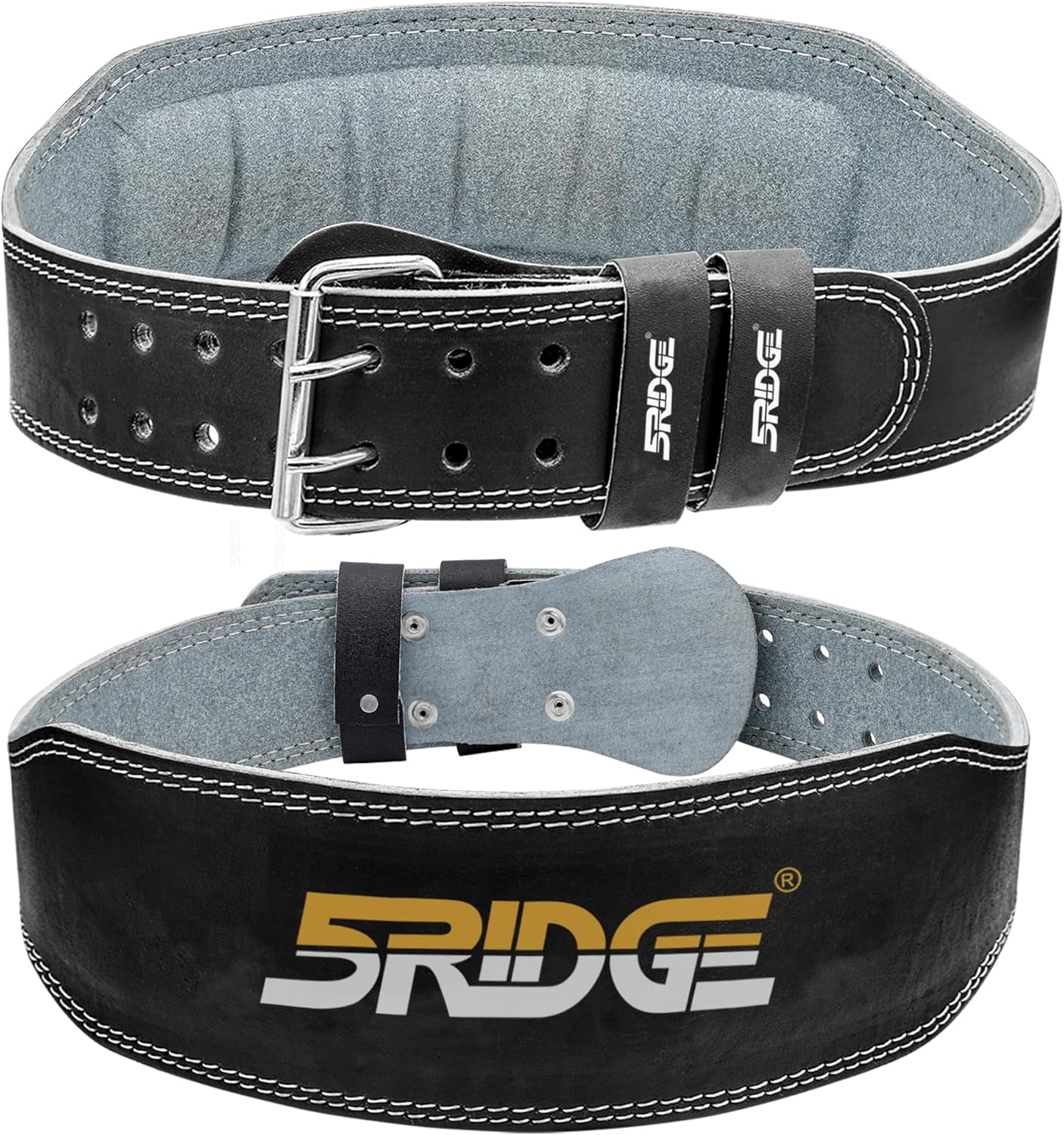 Weight Lifting Belt for Gym Leather Lifting Belt Padded Lumbar Support Adjustable Holes Powerlifting Bodybuilding Deadlift Squat Exercise Workout Men Strength Training Belt