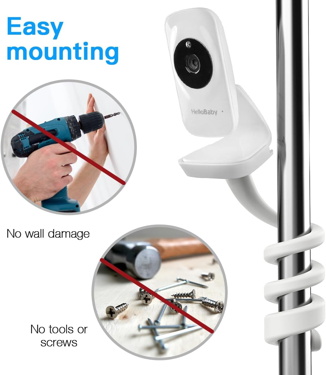 Flexible Mount for Hello Baby HB50 Baby Monitor - 40Cm Adjustable Bendable Holder, Tool-Free Installation for Cribs, Strollers & More image number 1