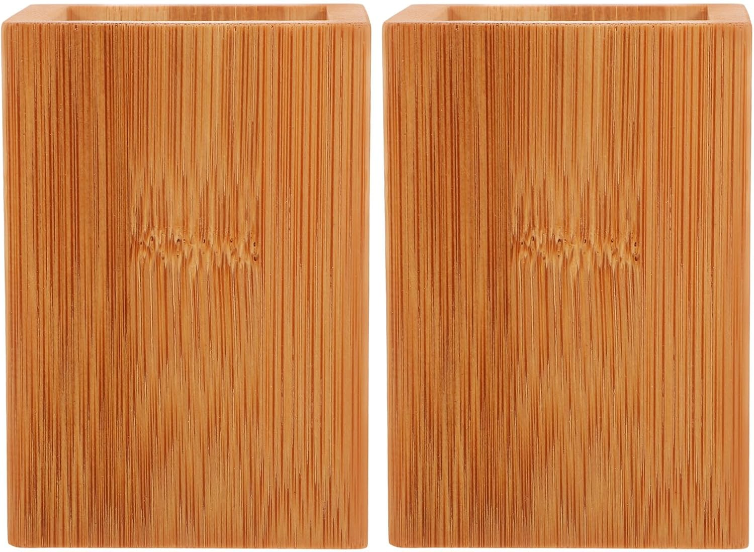 HORIALENCE 2Pcs Bamboo Pen Holder Small Desktop Organizer for Pens Makeup Brushes Multipurpose Pencil Storage Container for Home Office Desk Accessories image number 5