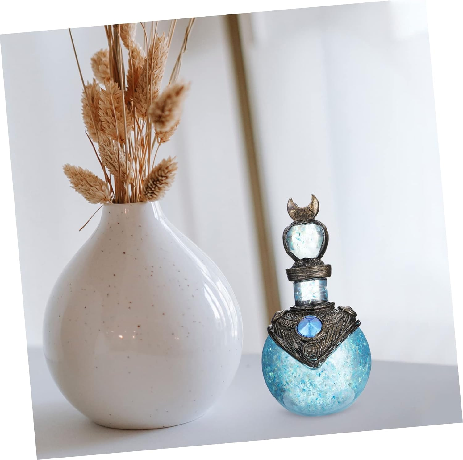 Yardenfun Moon Bottle Decoration Shiny Resin Craft Model Twinkle Adornment for Desktop Home Ornament Mermaid Gifts for Girls Indoor Christmas Decor