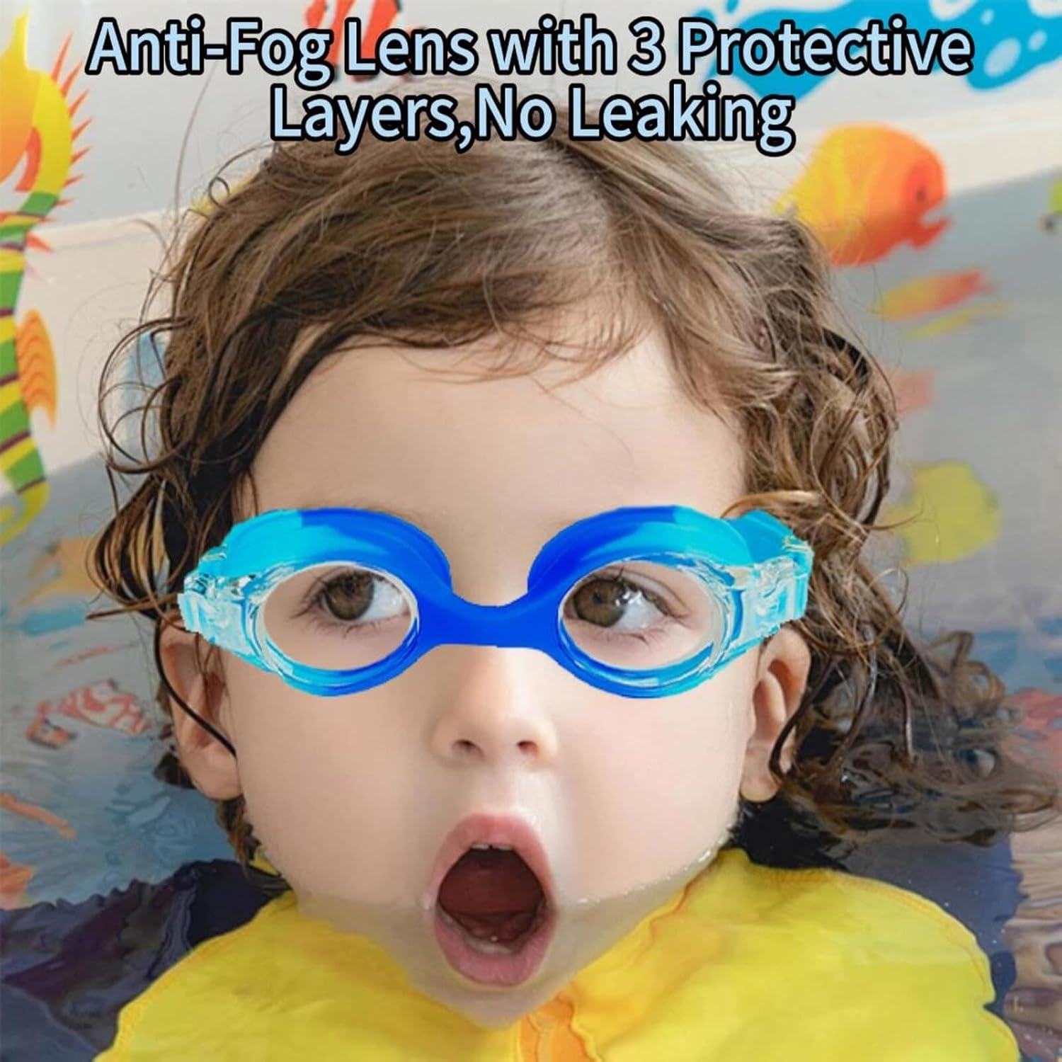 Kids Swimming Goggles, 1Pcs Anti-Fog Waterproof UV Pool Goggles Clear Vision Pool Goggles for Toddler Kids Youth Ages 3-14, Light Blue/Blue, 22Cm * 7Cm * 7Cm image number 6