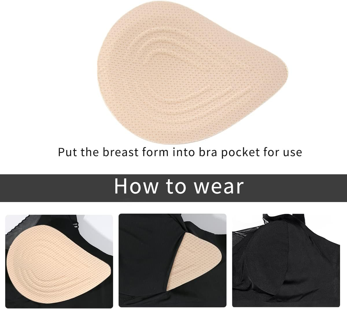 Polreta Seamless Post-Surgery Bra for Women, Mastectomy Bra with Latex Foam Breast Forms Set image number 2