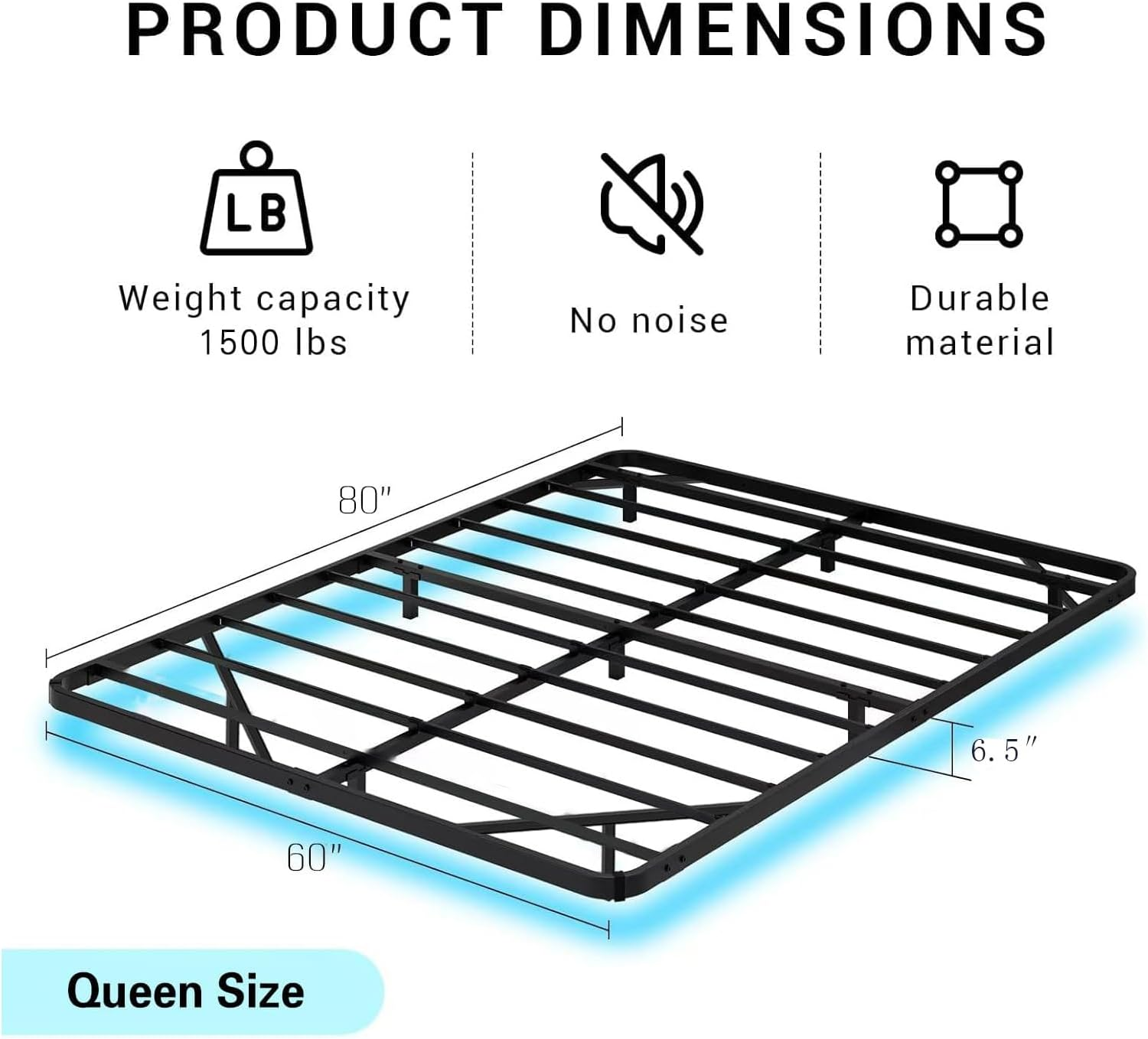 Floating Bed Frame Queen Size with Smart LED Lights Metal Platform Bed Easy Assembly No Box Spring Needed (Queen) image number 6