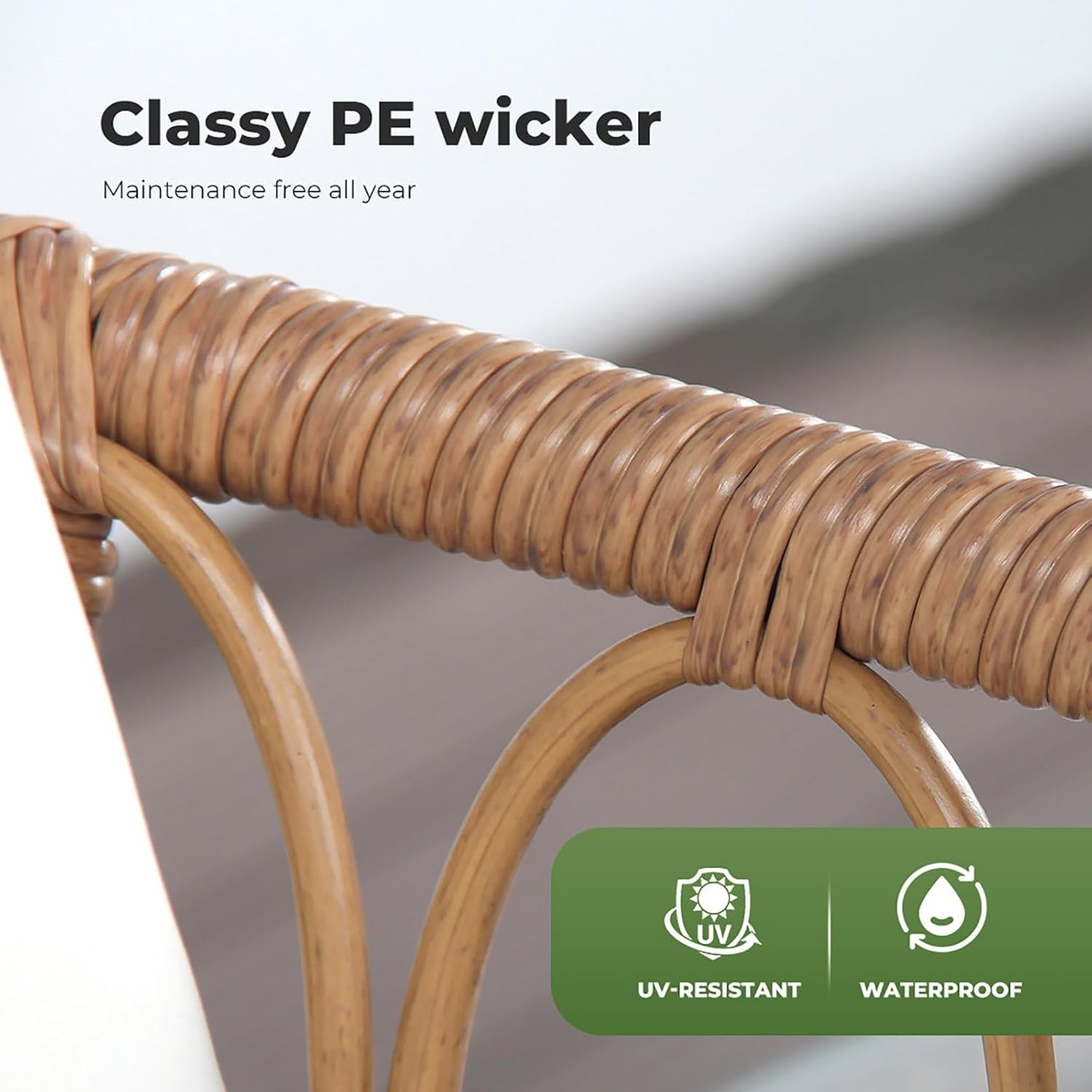 Levede 4PCS Outdoor Furniture Setting Patio Garden Table Chair Set Wicker Lounge, Balcony PE Rattan Conversation Sets with Back Seat Cushion Tempered Glass for Backyard, Poolside image number 6