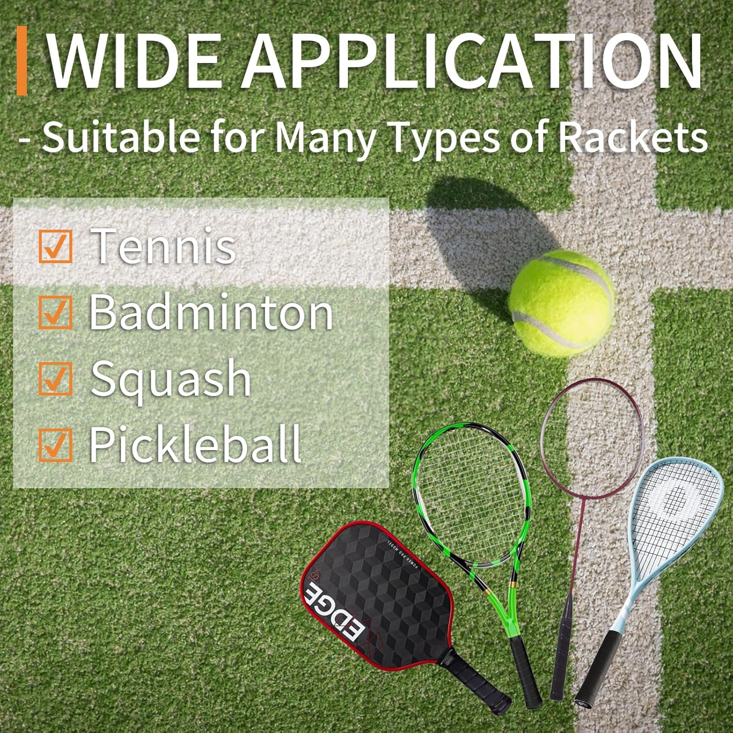 Tennis Racket Grip Tape, 6 Pack Precut anti Slip Tennis Grip Tape, Super Absorbent Dry Feel Tennis Grips Overgrip for Tennis, Badminton, Pickleball, Black