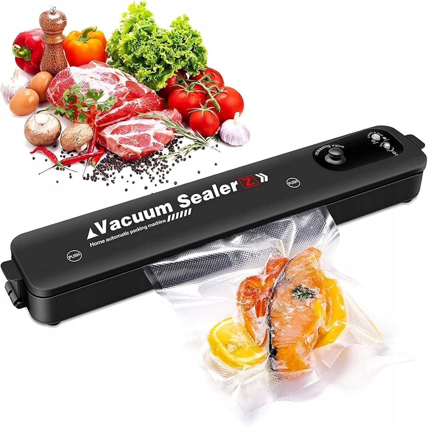 Vacuum Sealer, Automatic Food Vacuum Sealer with 50 Vacuum Sealer Pockets, Food Preservation to Preserve Dry to Use Compact Food Preservation Sealing Machine for Home & Kitchen (Sealer)
