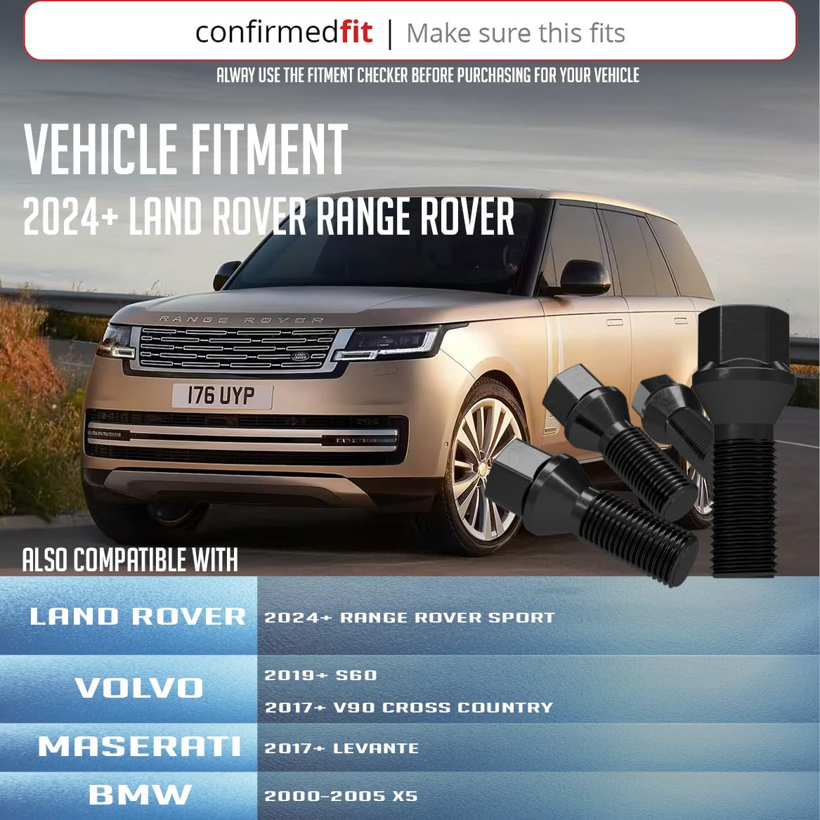 Wheel Accessories Parts Set of 20 Black 14X1.5 Lug Bolts Conical Seat with 17Mm Hex, 30 Mm Shank Length, Acorn Seat Lug Bolt Designed for Aftermarket Wheels (20 Bolts, Black, M14X1.5/14 1.5) - Nickel image number 3