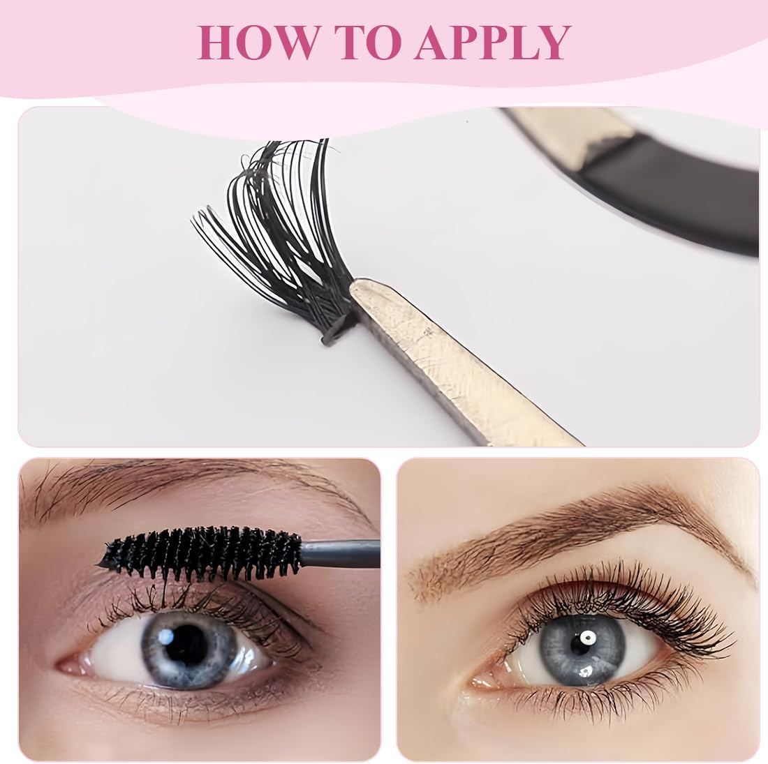 CATOR 640 Piece Eyelash Extensions, Lash Extension Set, Eyelash Extensions Set, Artificial Eyelashes, Natural DIY Eyelash Extension Cluster Eyelashes, Individual Lashes Kit, Mink Eyelashes, Fluffy image number 2