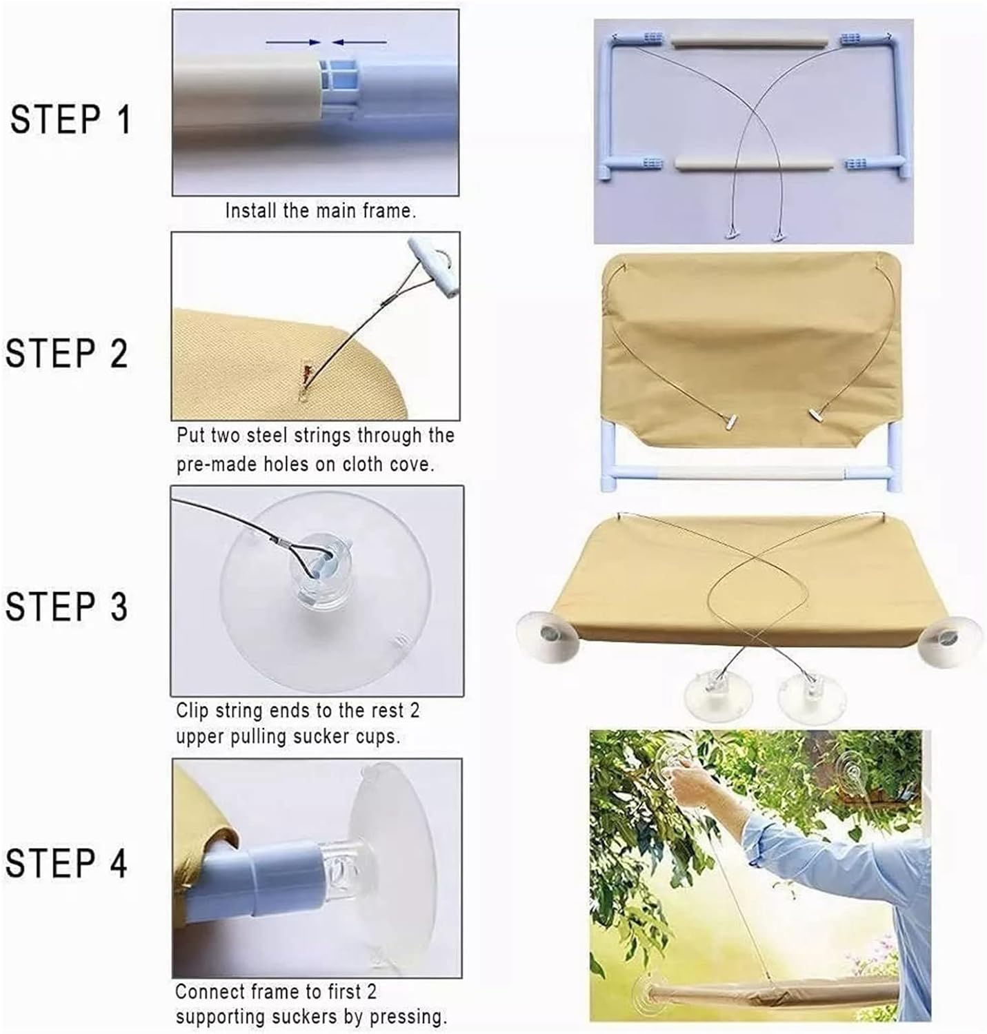 Cat Window Hammock, Window Perch Space Saving Detachable Washable Window Mounted Cat Hammock, Cat Bed Cat Window Perches Bed for All Seasons image number 3