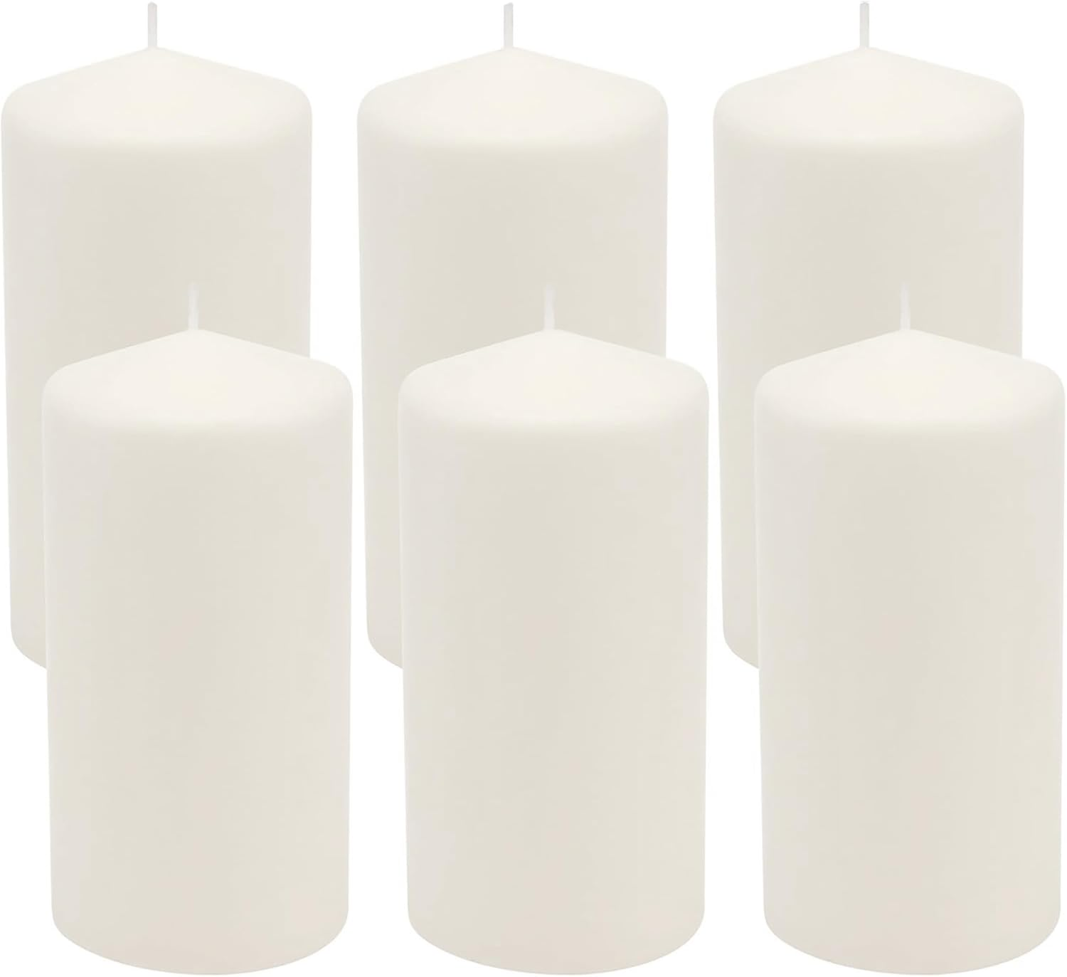 Stonebriar 6 Count Tall 3 X 6 Inch 65 Hour Long Burning Unscented White Wax Pillar Candles image number 4