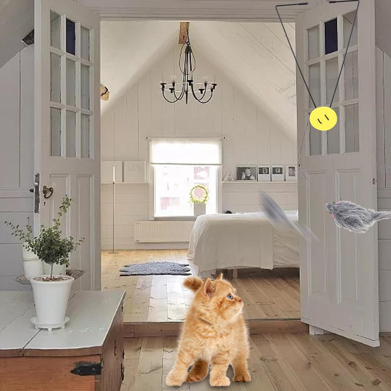 Cat Toy Rope Mouse - Pet Exercise Puzzle,Self-Excited Cat Catching Mouse Toy, Adjustable Elastic Rope, Pet Puzzle for Cats Kitten image number 4