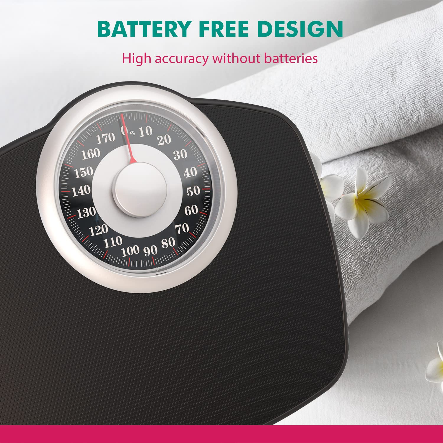 Adamson A25 KG Bathroom Scales - up to 180Kg, Anti-Skid Rubber Surface, Extra Large Numbers - High Precision Weighing Scales for Body Weight - Durable with 20-Year Assurance - New Version image number 1