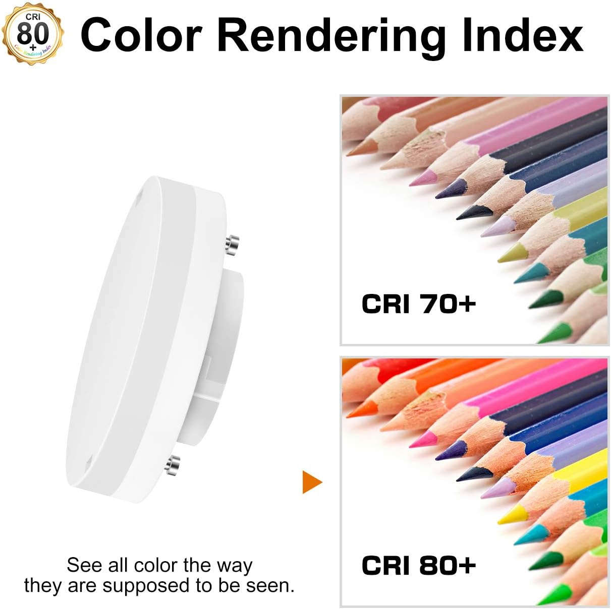 LVWIT GX53 LED Light 5W Warm White, GX53 Bulb Dimmable, Flicker-Free, Replacement 40W Bulb, 470 Lumen, 3000K, 110 Degree, CRI > 80, Recessed Spotlight GX53 for Cabinet Lights, Pack of 4 image number 3