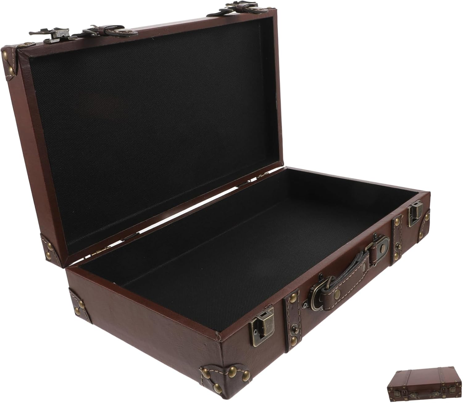 NOLITOY Suitcase Storage Box for Clothing Display and Photo Props Small Size Brown Decorative Travel Trunk for Home Decor and Event Organizing image number 3