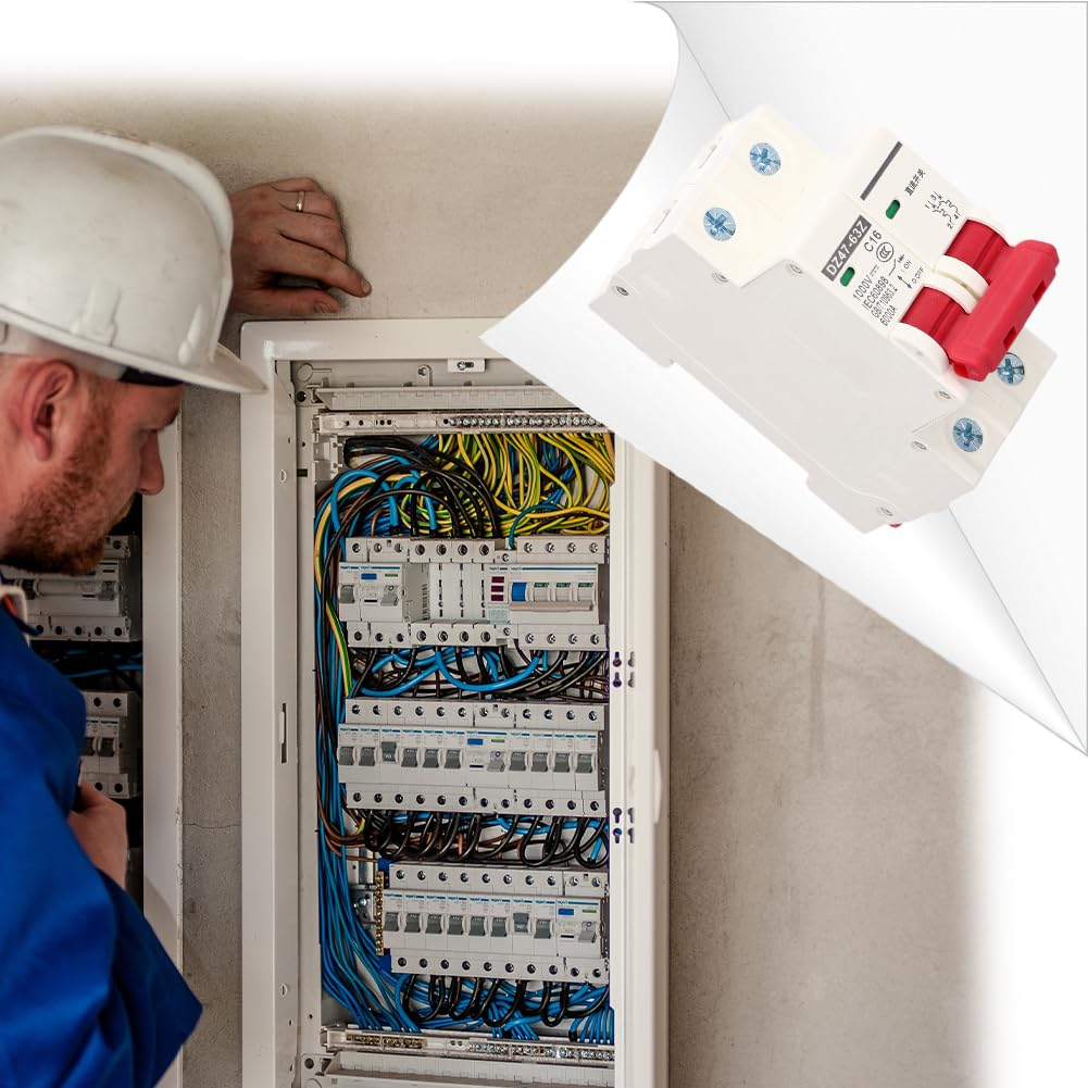 Lwuey 2P DC Miniature Circuit Breaker, 1000V 16A Low Voltage Circuits Breakers Overload Protection Switch Solar PV System Isolator Din Rail Mount Thermal Magnetic Trip DC MCB Disconnect Switches image number 4