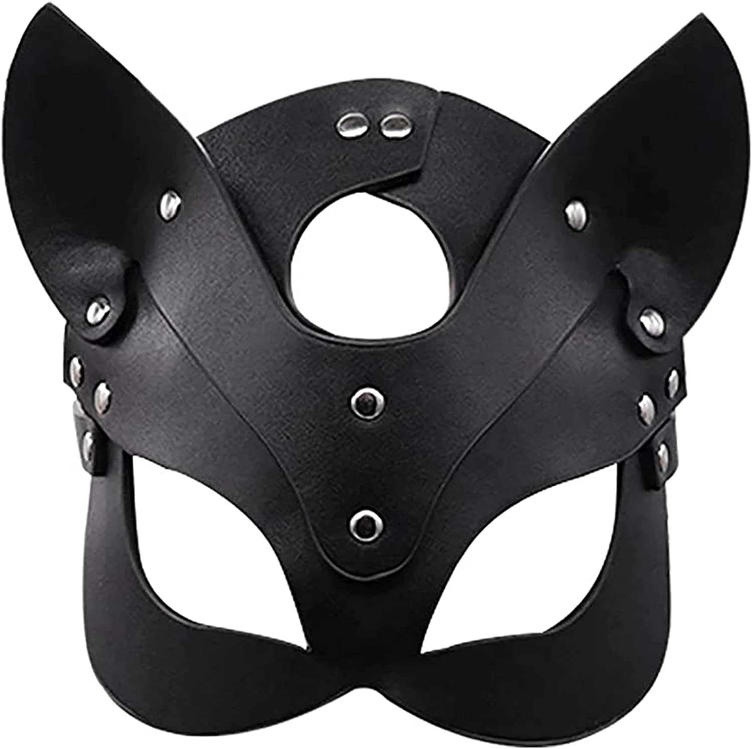 Woman Leather Cat Mask Costume Bunny Fox Masks,Animal Half Face Mask Cosplay Halloween Party Women Ladies
