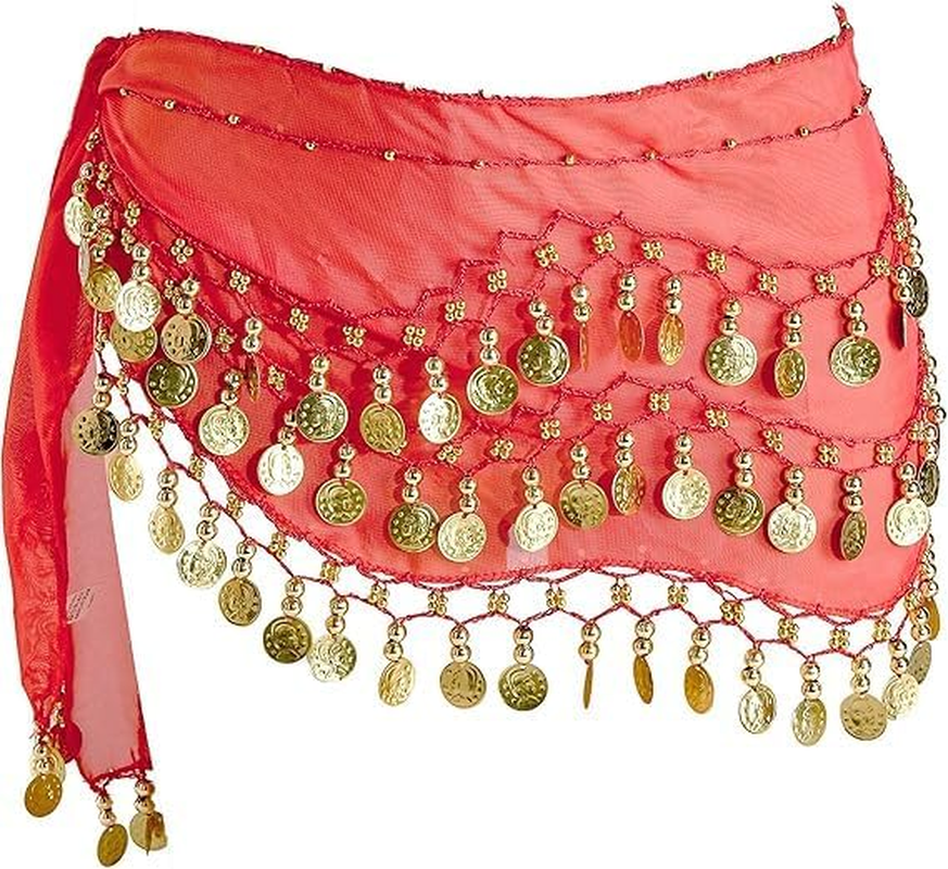 Dingllidinghong Belly Dance Hip Scarf,Belly Dancing Skirt with 128 Gold Coins,Belt Scarf Skirtfor Dance for Yoga Class
