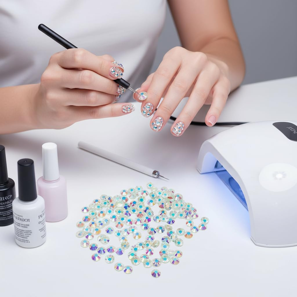 1440Pcs 4.8Mm Clear AB Rhinestones for Nail Art, Compatible with UV/LED Lamp, Transparent Nail Gems for DIY Crafts - Ruibex image number 4