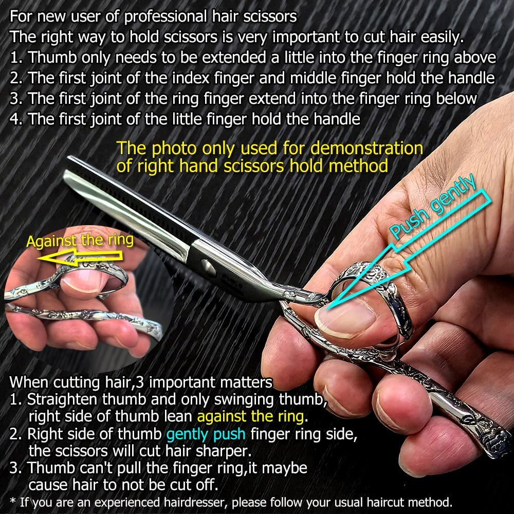 Hair Scissors 6 Inch Professional Barber Scissors Hair Thinning Scissors Thinning Shears 440C Barber Shears 30 Teeth Rose Handle Kinsaro image number 5