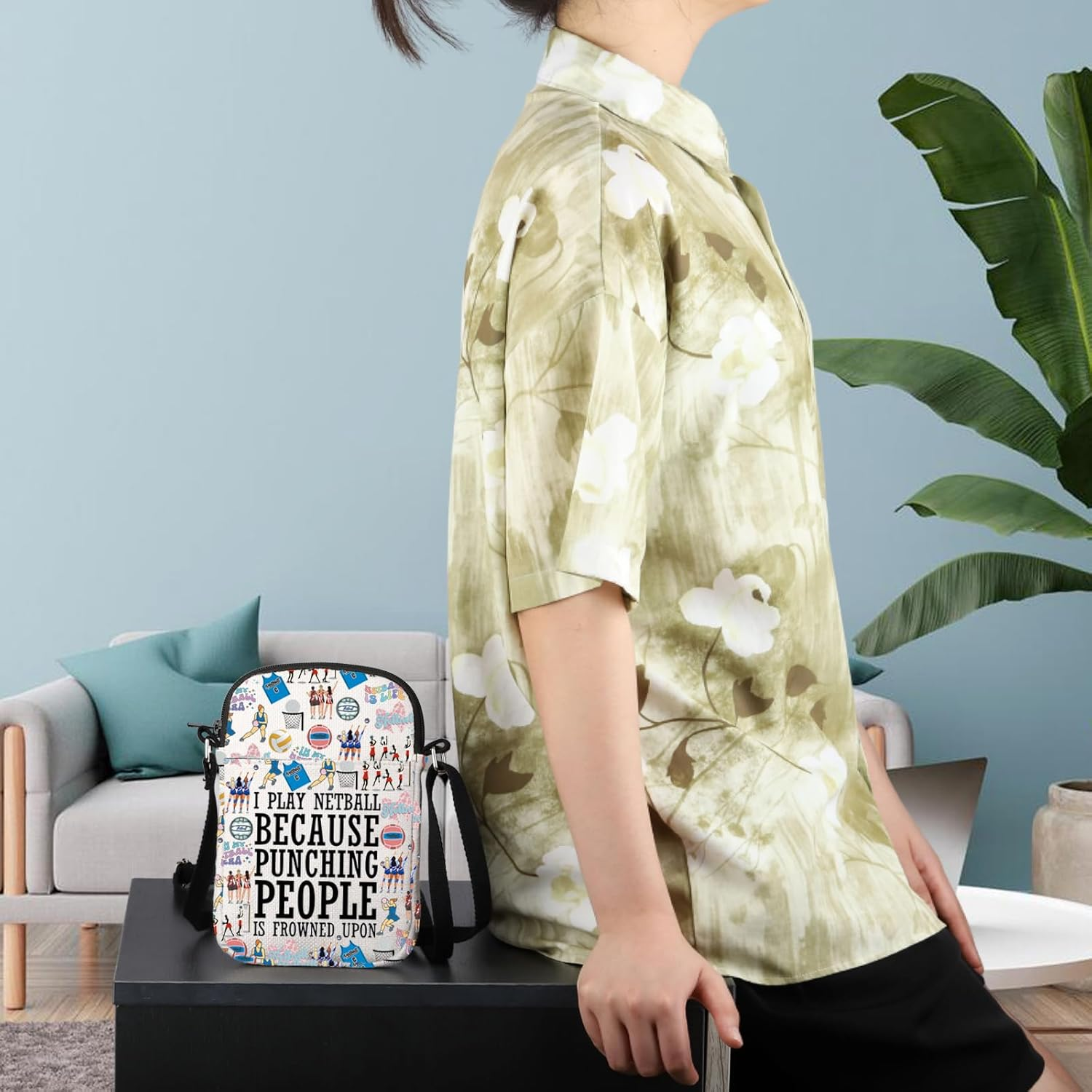 WCGXKO Netball Crossbody Bag Netball Appreciation Gift Netball Player Gift Netball Sports Gift Netball Messenger Bag image number 1