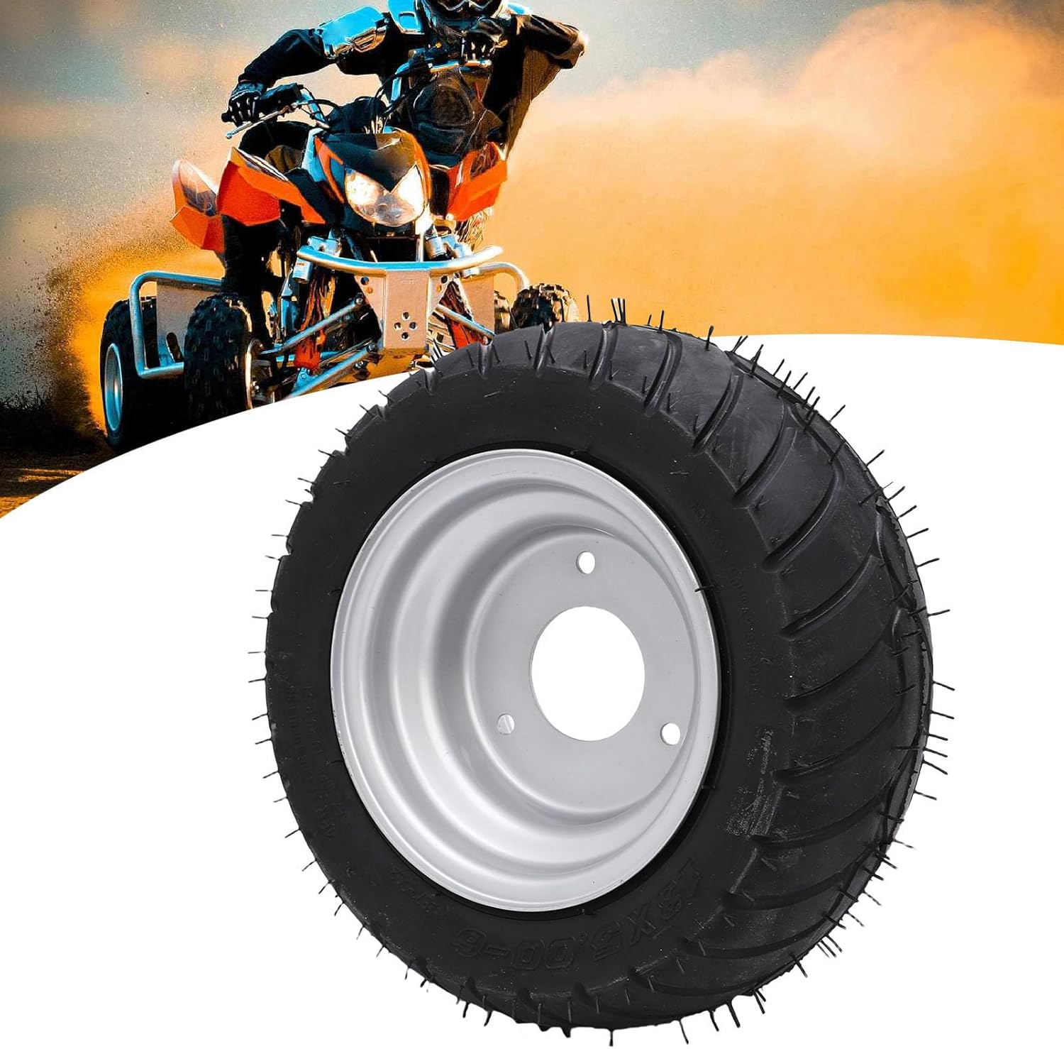 Generic 13X5.00-6 ATV Wheel, 13/5.00-6 Rubber Tire with Rim, anti Slip Shockproof Puncture Proof Vacuum Tyre ATV Tire for UTV Quad off Road Go Kart Golfs Cart Wheels image number 3