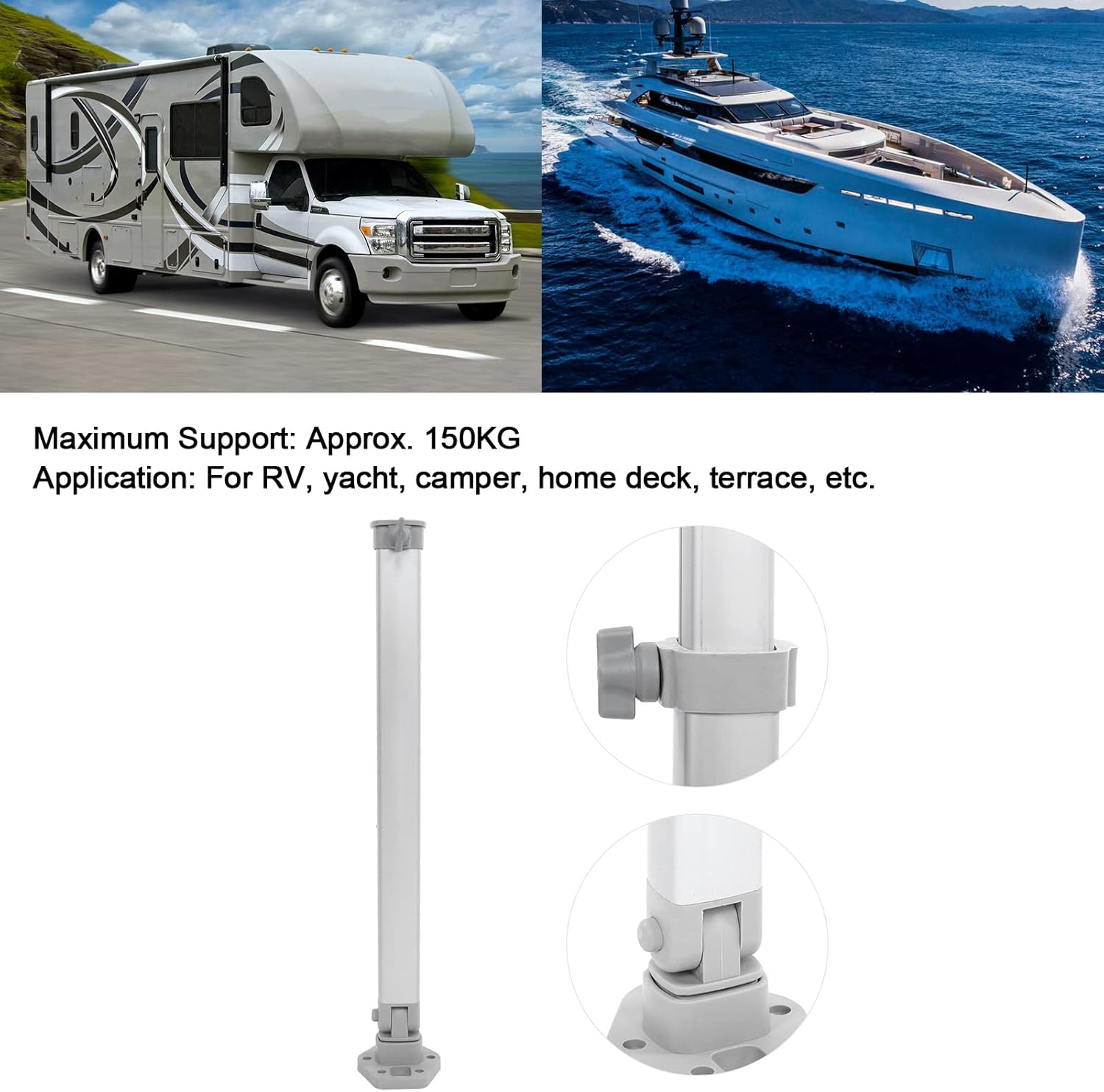 RV Table Leg Base, 510‑760Mm Height Adjustable Table Leg System Lifting Telescopic Folding Table Leg RV Accessories, Aluminum Alloy Table Leg System for RV or Boat image number 6