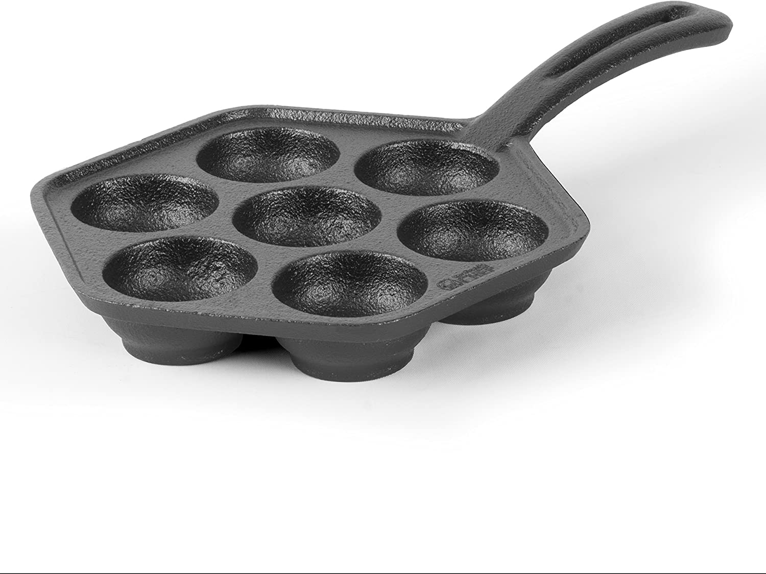 Cast Iron Danish Aebleskiver Pan, Preseasoned Cast Iron Cookware for Pancake Puffs, Makes 7 Pancake Balls by Commercial Chef image number 2