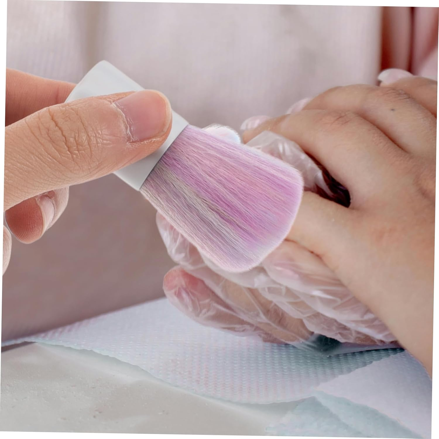 BELLIFFY Nail Dust Brush with Rainbow Bristles Soft Nonshedding Makeup Tool for Nail Art Cleaning and Manicure Care Accessories image number 3